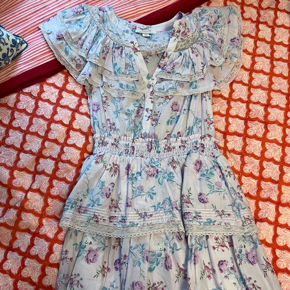NWOT loveshackfancy lou double ruffle dress